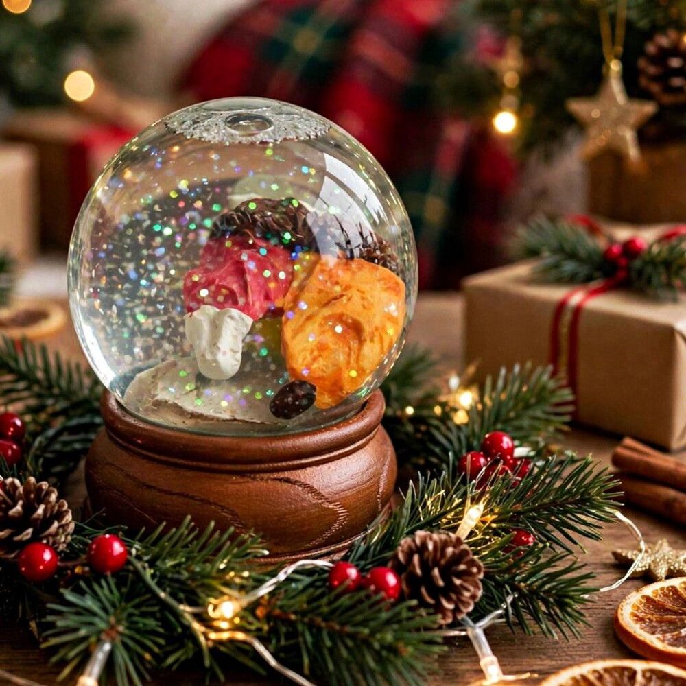 Disney Mickey Mouse & Pluto Christmas Snow Globe, Brown Base, Glass